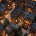 Fantasy city of thieves, Lawless city ruled by thieves\' guilds and shadowy criminals amidst narrow alleyways and secret passages