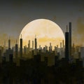 Fantasy Cityscape Artistic Abstract Background