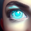 A fantasy close up of artistic cartoon style of big smart light blue eye- generated ai