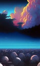 Fantasy cloudscape with mountains - abstract digital art