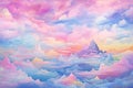 Fantasy cloudscape, Watercolor painting