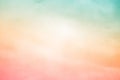 Fantasy cloudy sky with pastel gradient color and grunge paper texture , nature background Royalty Free Stock Photo