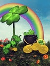 Fantasy clove, rainbow and coins