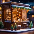 fantasy coffee shop on christmas holidays 2023 Royalty Free Stock Photo