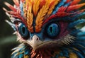 Fantasy colourful creature with big expressive eye. Generative AI