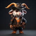 Fantasy Cowboy Goat With Zbrush Style And Charming Characters