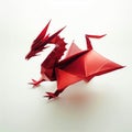 Fantasy creature Origami Dragon Paper Art red color tones