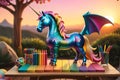 Fantasy Creature Toy: Merging the Whimsy of a Unicorn, the Scales of a Dragon, and the Colors of a Sunset Royalty Free Stock Photo