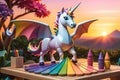 Fantasy Creature Toy: Merging the Whimsy of a Unicorn, the Scales of a Dragon, and the Colors of a Sunset Royalty Free Stock Photo