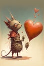 Fantasy creatures in love, character created with Generative AI