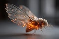 Fantasy Crystal Cicada Insect with Glowing Orange Embers Royalty Free Stock Photo
