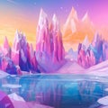 Fantasy crystalized world in bright colors. Created using ai generative.