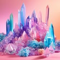 Fantasy crystalized world in bright colors. Created using ai generative.