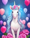 Fantasy Cute Kawaii Valentine Baby Unicorn