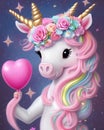 Fantasy Cute Kawaii Valentine Baby Unicorn