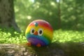 Fantasy cute rainbow bird suitable for children book. Neural network AI generated