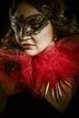 Fantasy dark art, sensual woman with venetian mask, cabaret Royalty Free Stock Photo