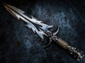 Fantasy dark blade over grunge blue background