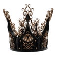 A fantasy dark crown with golden ornaments isolated on a white background