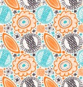 Fantasy decorative pattern in scandinavian style. Abstract background with stylized flowers.