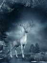 Fantasy Deer On The Frozen Pond