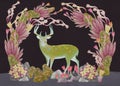 Fantasy Deer With Nature Illustration