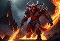 Fantasy demon on fire. Generative AI