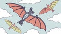 Fantasy Dragons Flying with Bat Wings, Mythical Art, vector design Generative AI Royalty Free Stock Photo