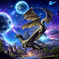 Fantasy dragons in the sky - AI generated