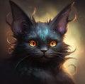 Generative AI: fantasy dream cat in the night Royalty Free Stock Photo