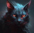 Generative AI: fantasy dream cat in the night Royalty Free Stock Photo