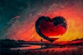 Fantasy dreamy heart in landscape