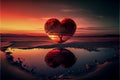 Fantasy dreamy heart in landscape