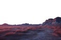 fantasy dry desert landscape as dusk. transparent isolated PNG file. pink and red hues from the sunset. Royalty Free Stock Photo