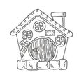 Fantasy dwarf house. Lineworks for design Royalty Free Stock Photo