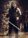 Fantasy dwarf warrior with a sword