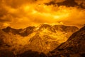 Fantasy effect color of alpine panorama at Italian Austrian border, Alto Adige