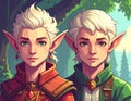 Fantasy Elf Characters in Lush Forest Environment Royalty Free Stock Photo