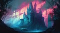 Fantasy enchanted castle. Generative AI