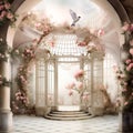 Generative AI: fantasy escene with butterfly and delicate structure in the heaven Royalty Free Stock Photo