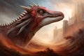 Fantasy evil dragon portrait. Surreal artwork of danger dragon from medieval mythology