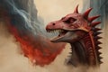 Fantasy evil dragon portrait. Surreal artwork of danger dragon from medieval mythology