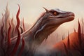 Fantasy evil dragon portrait. Surreal artwork of danger dragon from medieval mythology