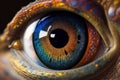 Fantasy Eye with Vibrant Amazing Colors Macro Close up view. Eye Macro with Vibrant Saturated Colors. Ai generated Royalty Free Stock Photo