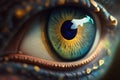 Fantasy Eye with Vibrant Amazing Colors Macro Close up view. Eye Macro with Vibrant Saturated Colors. Ai generated Royalty Free Stock Photo
