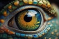 Fantasy Eye with Vibrant Amazing Colors Macro Close up view. Eye Macro with Vibrant Saturated Colors. Ai generated Royalty Free Stock Photo