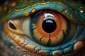 Fantasy Eye with Vibrant Amazing Colors Macro Close up view. Eye Macro with Vibrant Saturated Colors. Ai generated Royalty Free Stock Photo