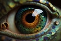 Fantasy Eye with Vibrant Amazing Colors Macro Close up view. Eye Macro with Vibrant Saturated Colors. Ai generated Royalty Free Stock Photo