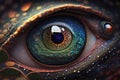 Fantasy Eye with Vibrant Amazing Colors Macro Close up view. Eye Macro with Vibrant Saturated Colors. Ai generated Royalty Free Stock Photo