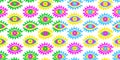 Fantasy eyes of acid colors. Set of seamless patterns